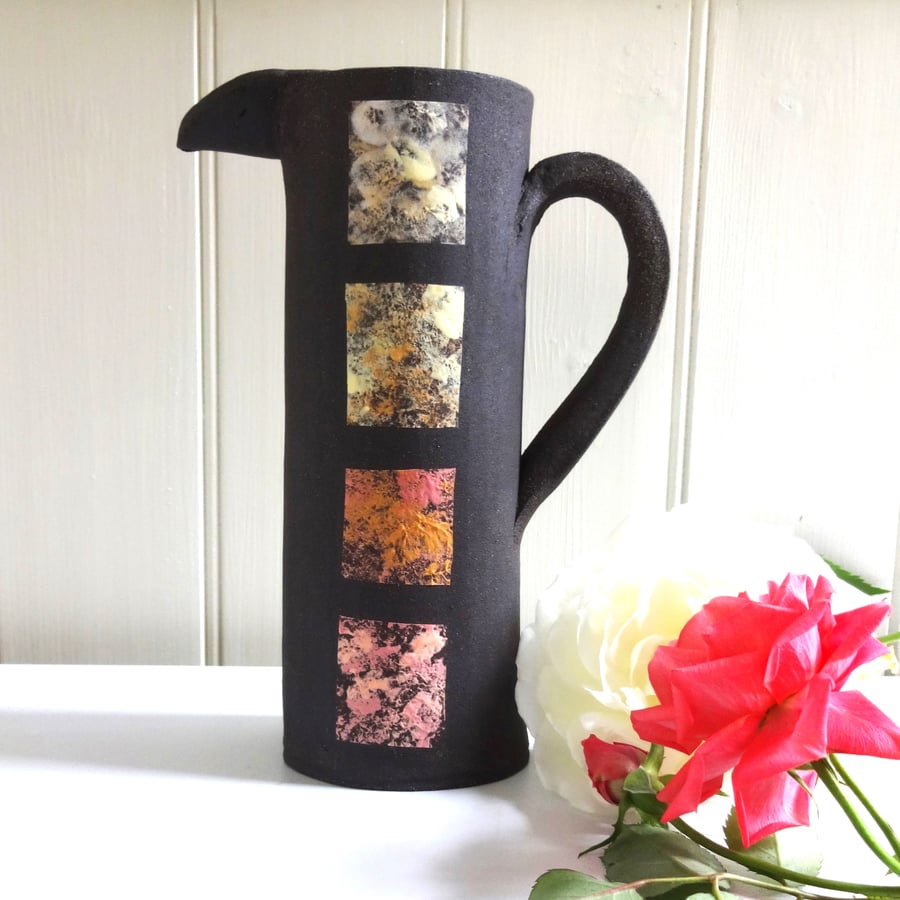 Ceramic jug-shaped vase, colourful abstract pottery, gift idea, handmade decor.