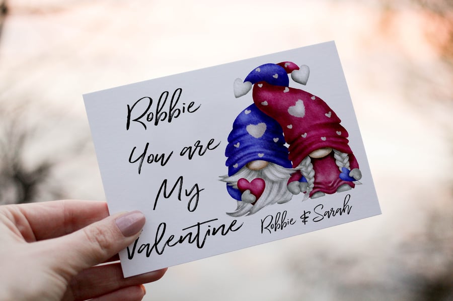 You Are My Valentine Gnome Valentine Card, Personalised Card for Valentine, Gonk
