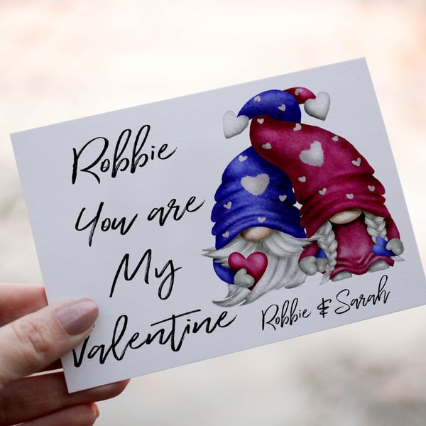 You Are My Valentine Gnome Valentine Card, Personalised Card for Valentine, Gonk