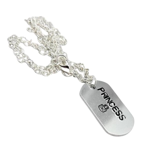 Princess with a padlock handstamped tag necklace, ddlg necklace, handmade