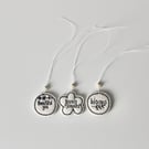 'Three Little Labels Three' - Hanging Decoration