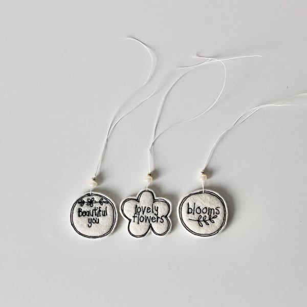 'Three Little Labels Three' - Hanging Decoration