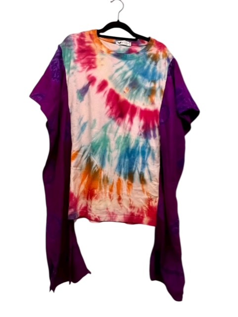Boho Hippie Upcycled Tie Dye Top , Sustainable, Hand Dyed, One of a Kind Fashion