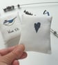 freehand embroidered lavender bag sachet hanging decoration BLUE TIT - Image 4