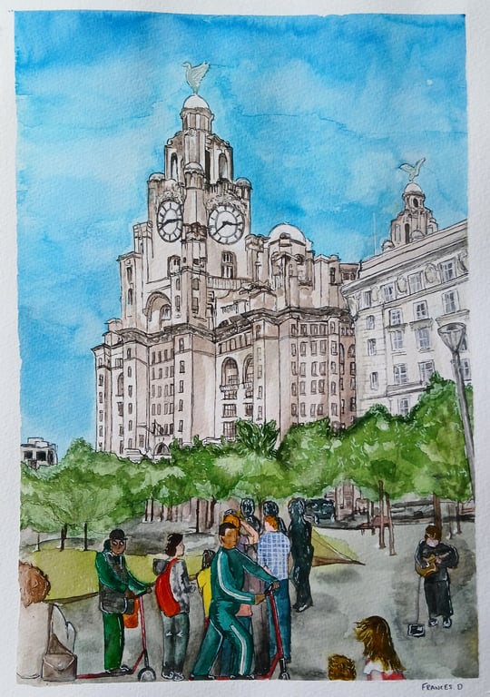 'Day out at the Docks' Liverpool waterfront A3 original watercolour