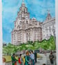 'Day out at the Docks' Liverpool waterfront A3 original watercolour