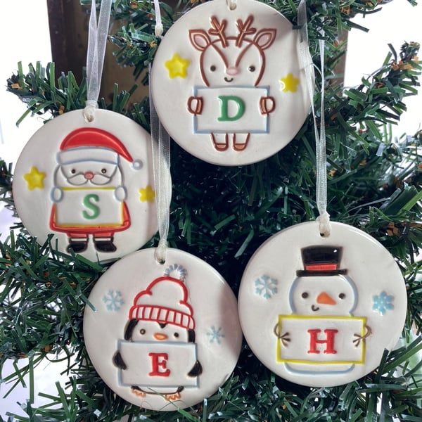 Personalised Cute Ceramic Christmas decoration