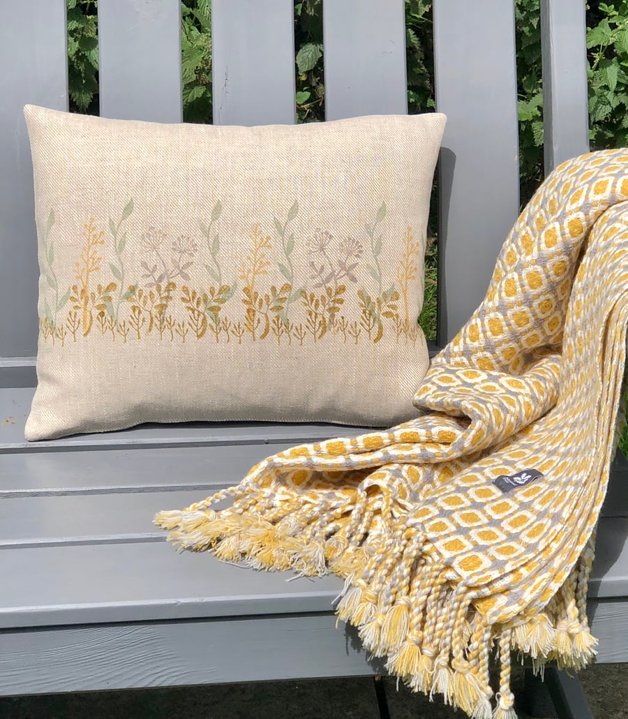 Decorative Hand Printed Cushion- Spring Meadow