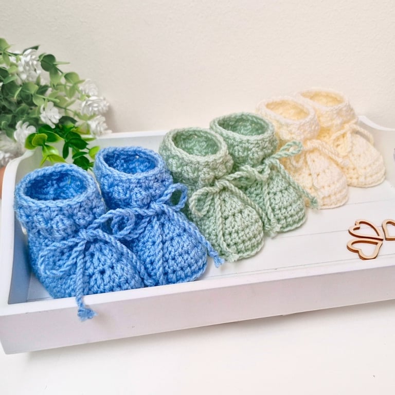 Handmade Crochet Baby Booties – Newborn to 6 Months
