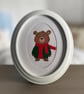 Hand Painted Bear Wall Art, Framed Oval Acrylic Cozy Winter Bear Nursery Decor