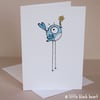 blue bird - greetings card