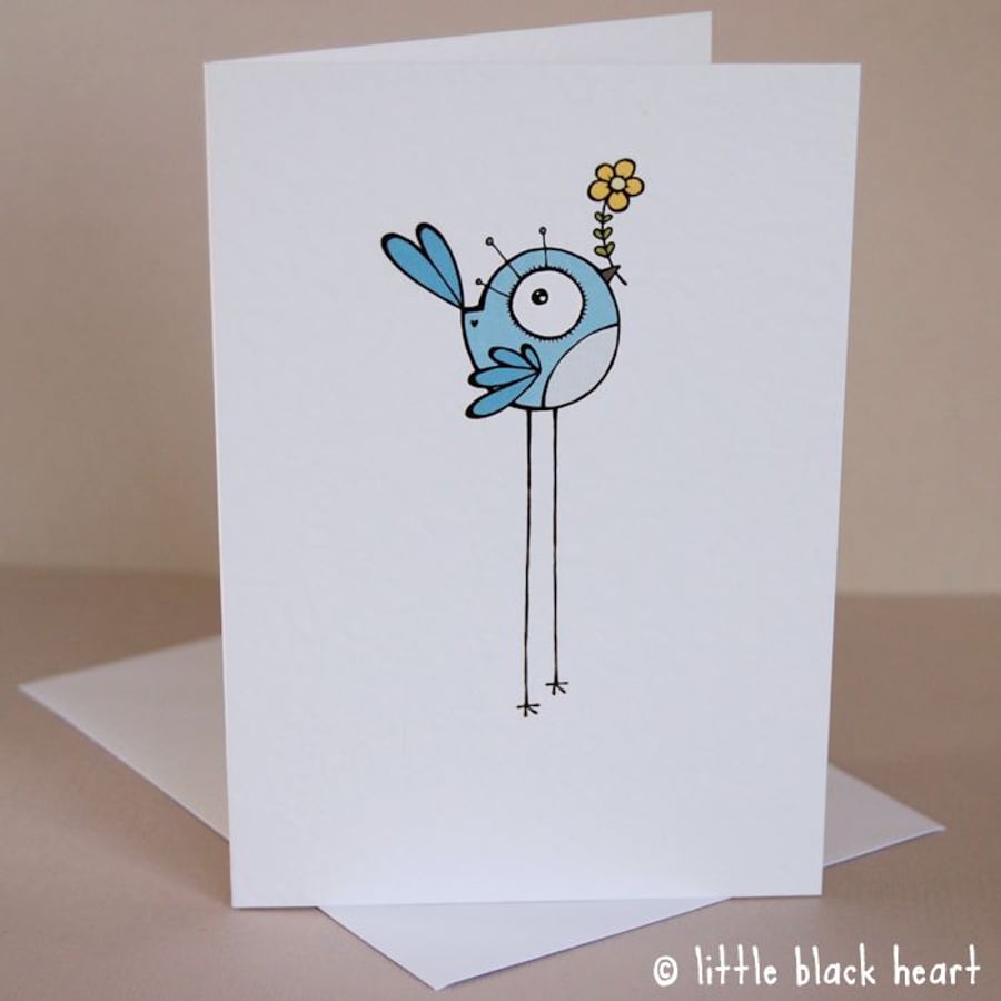 blue bird - greetings card