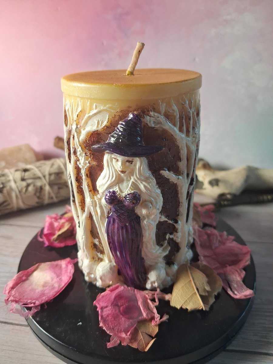Decorative Hand Painted Witch Candle