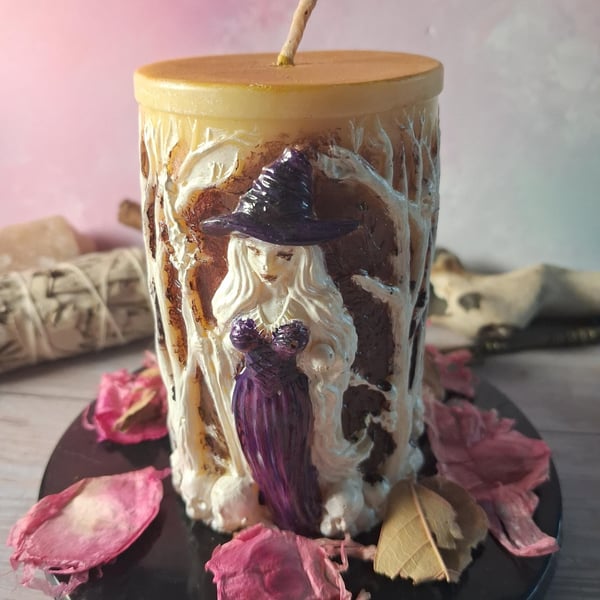 Decorative Hand Painted Witch Candle