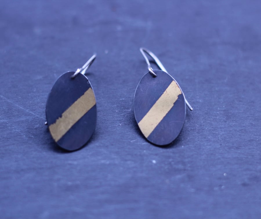 Blackened silver and gold earrings Keum Boo 