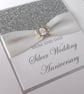 Handmade silver 25th wedding anniversary card, modern, designer - Image 2