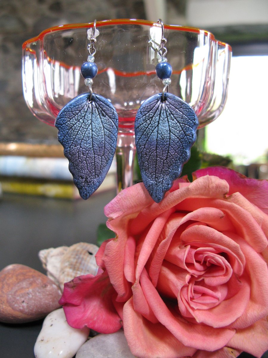 Blue & Lavender Butterfly Wing Earrings, Fairycore Drops, Festival Earrings