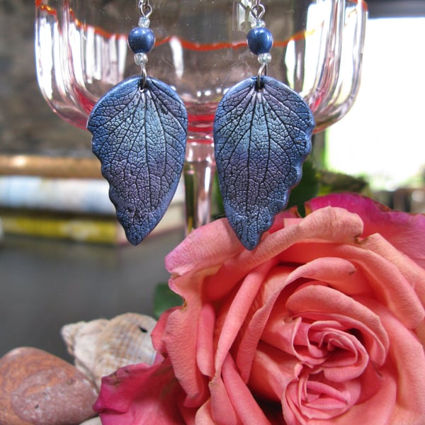 Blue & Lavender Butterfly Wing Earrings, Fairycore Drops, Festival Earrings