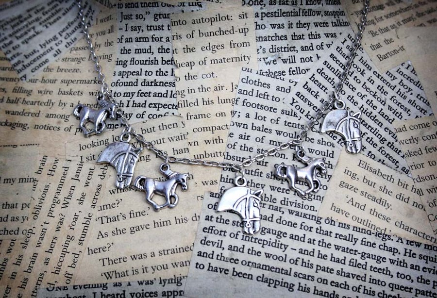 SALE Silver Horse Charm Necklace