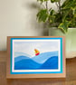 Card, boat greetings card, Fathers day, original artwork, blank, birthday. - Image 1