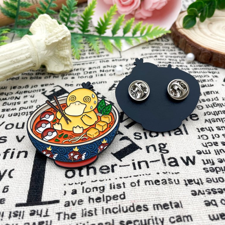 Hand Designed Pokemon Pin Psyduck Ramen Laksa Noodles Magikarp Blue Chinese Bowl