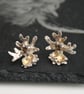 Sterling silver lichen earrings , nature inspired earrings, unique stud earrings - Image 3