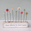 Clay and Button Flower Garden in a Wood Block 'Find beauty in small things'