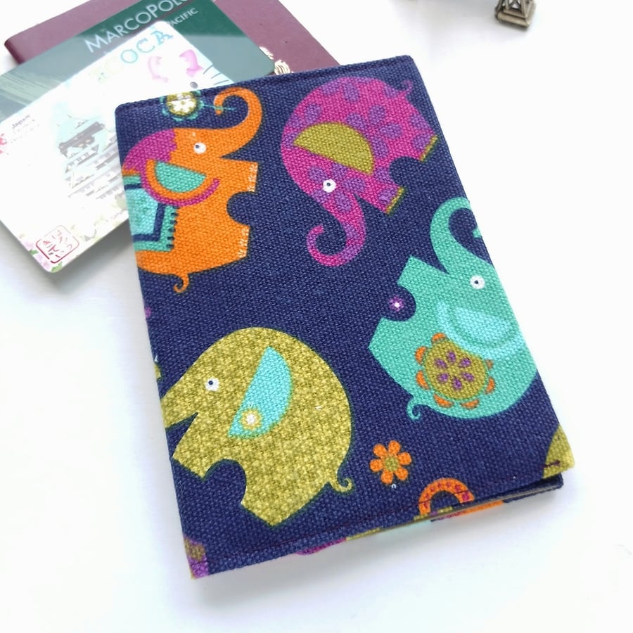Passport Cover, Passport Sleeve (Colorful Elephants)