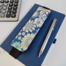  Pencil case for cover of book diary journal blue floral fabric