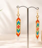 Colourful Hand Beaded Earrings - Rainbow Geometric Bead Earrings  - Image 3