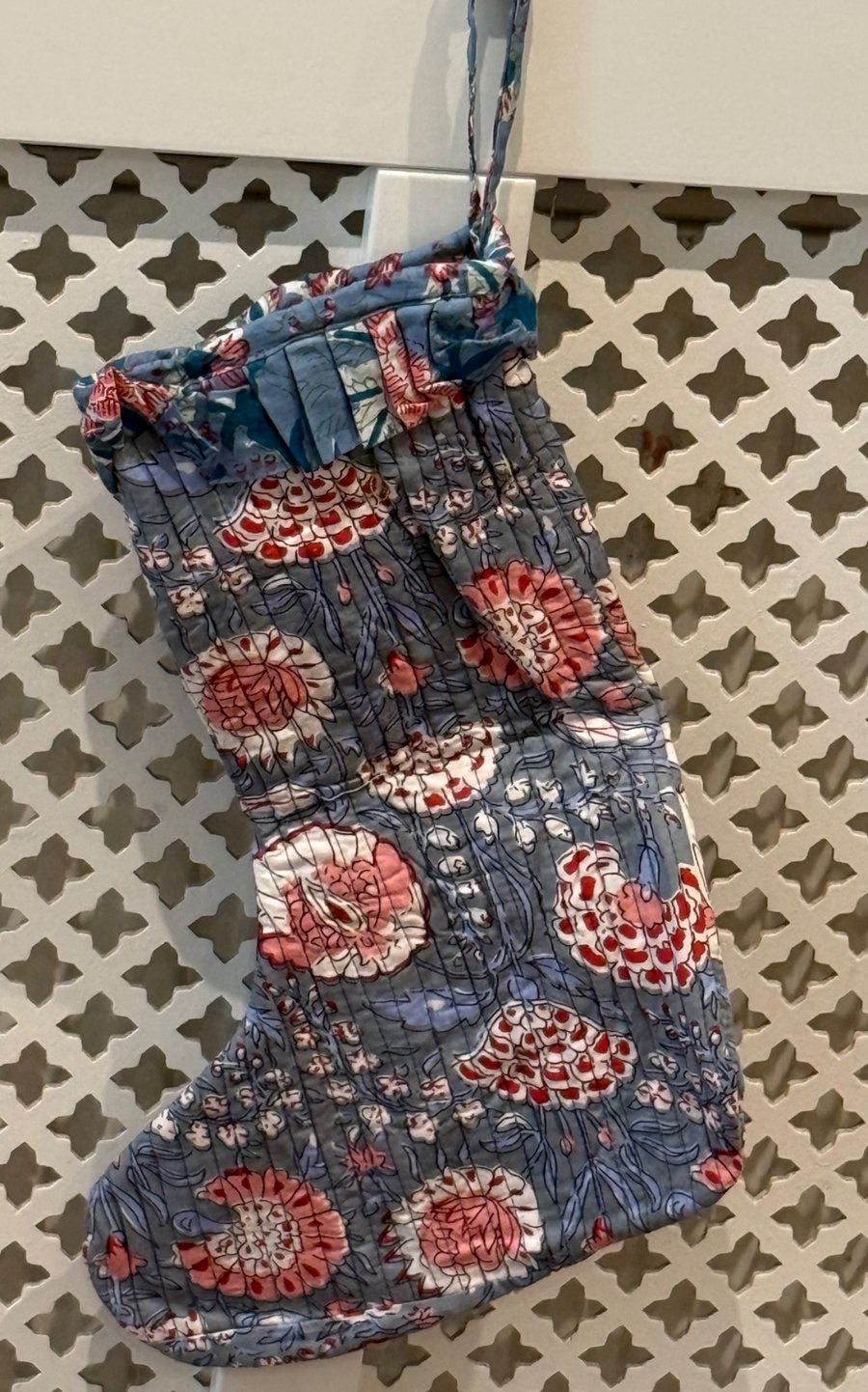 Quilted Cotton HandBlock Printed Christmas Stocking