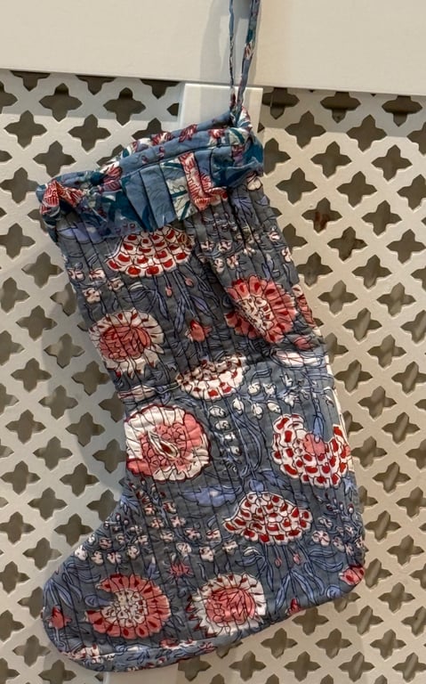 Quilted Cotton HandBlock Printed Christmas Stocking
