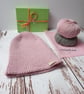 Hand Knit Pink Beanie, Merino Cotton Mohair Blend, 55 - 57 cm, ready to ship - Image 2