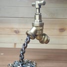 Handmade Floating Tap Sculpture - Recycled Metal Art - Industrial Optical Illusi