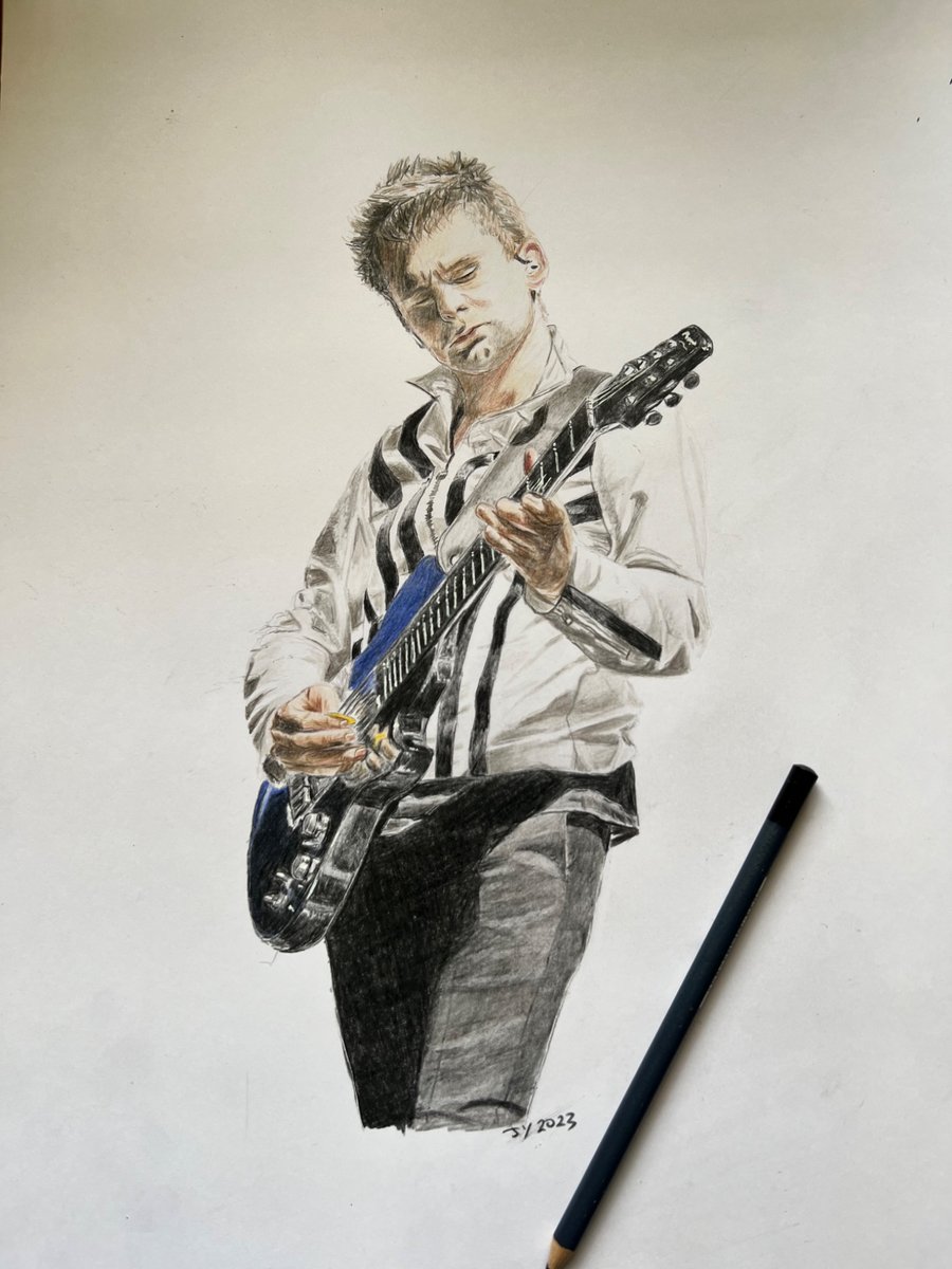 Original framed A3 portrait of Matt Bellamy of Muse
