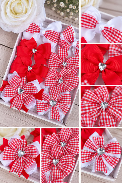 Sophia's Handmade 8-Piece School Sets- Red & White