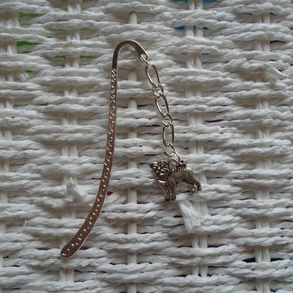 Silver Plated Pug Bookmark 