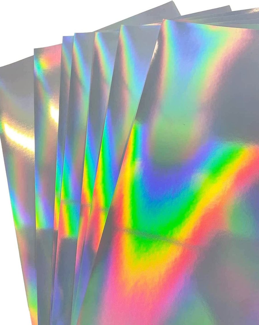 10 Sheets Printable Self Adhesive Silver Holographic Vinyl Overlay Sheets Sticke