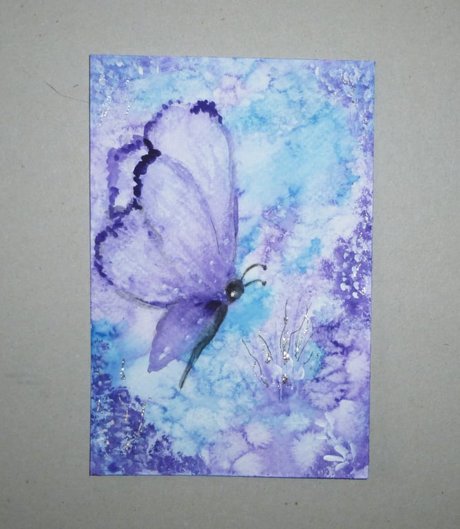 original art fantasy butterfly small format painting ( ref FA31 F5 )