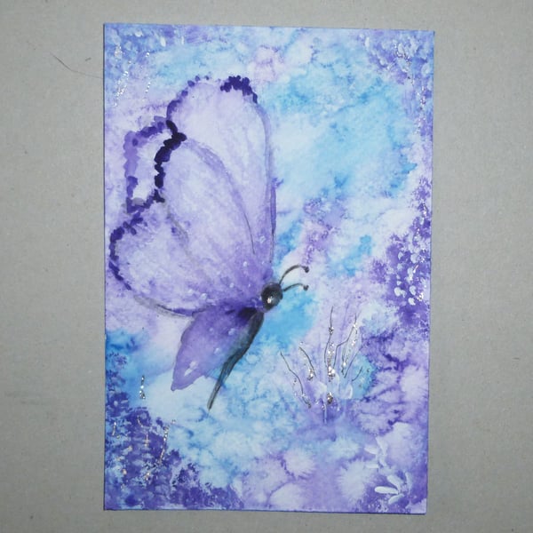 original art fantasy butterfly small format painting ( ref FA31 F5 )