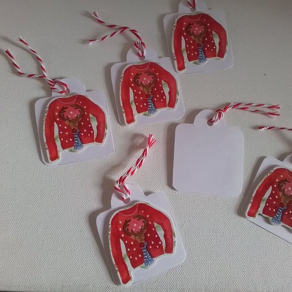 Christmas gift tags. Christmas jumper. Gift tags. Ref 491