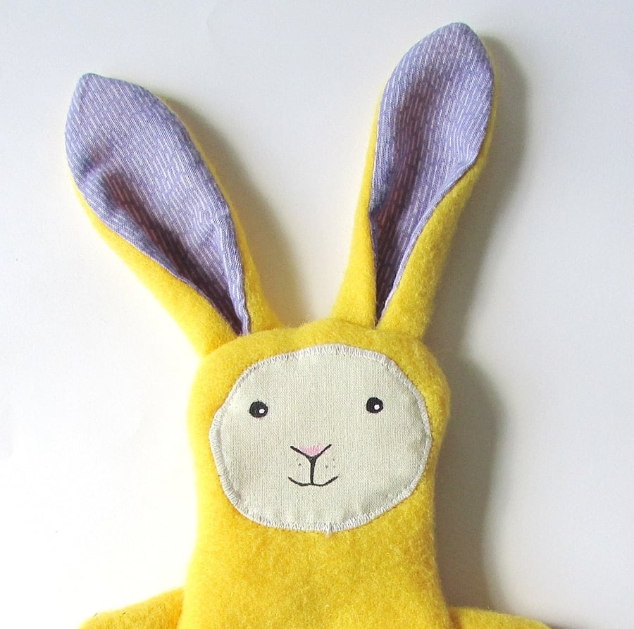 Bunny Glove Puppet, Fleece Hand Puppet, Yellow Bunny Puppet, Hand Puppet