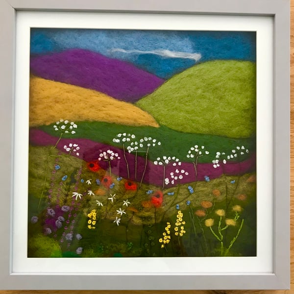 Needle felted landscape picture 