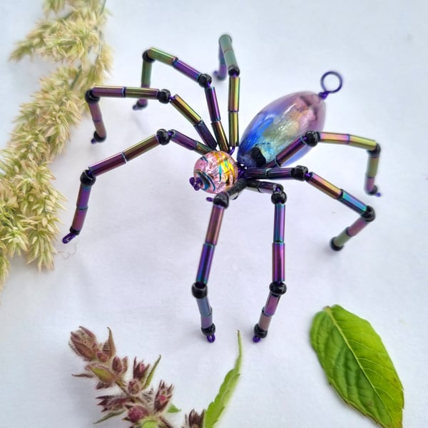 Hanging Glass Beaded Spider Decor