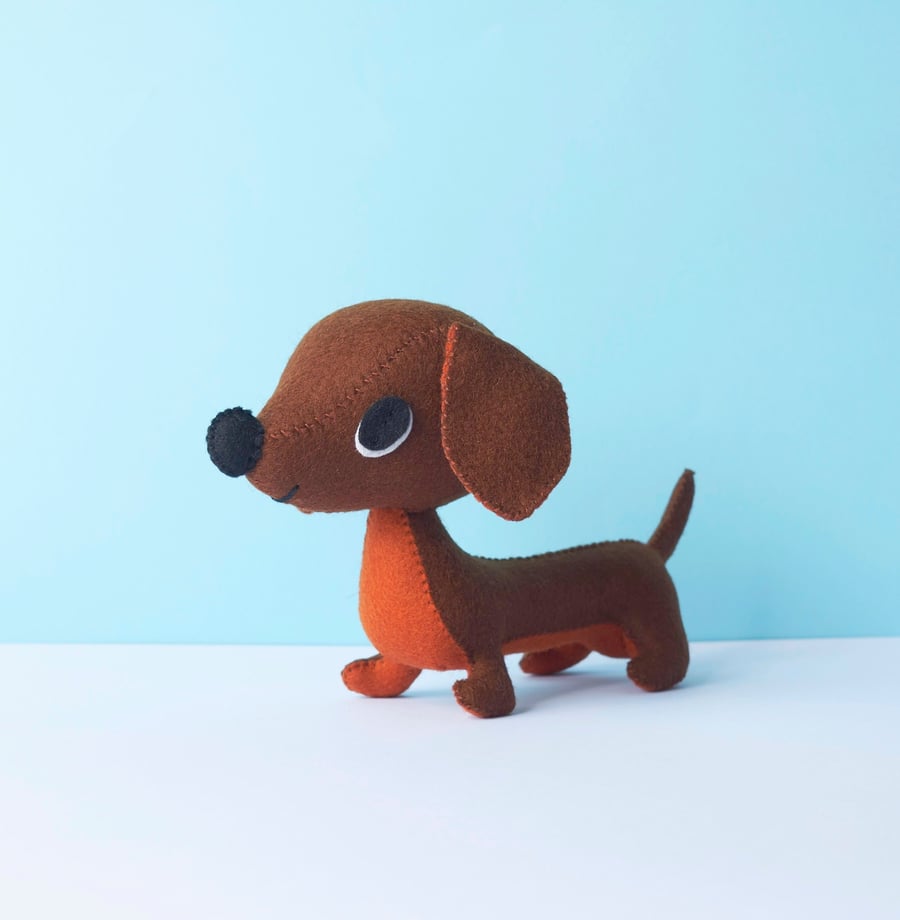 Felt Dachshund sausage dog ornament