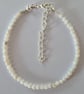Dainty White Seashell Pearl Handmade Beaded Bracelet  - Image 1