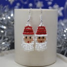 Jolly Santa Beadwork Earrings - Skin Tone No 2.