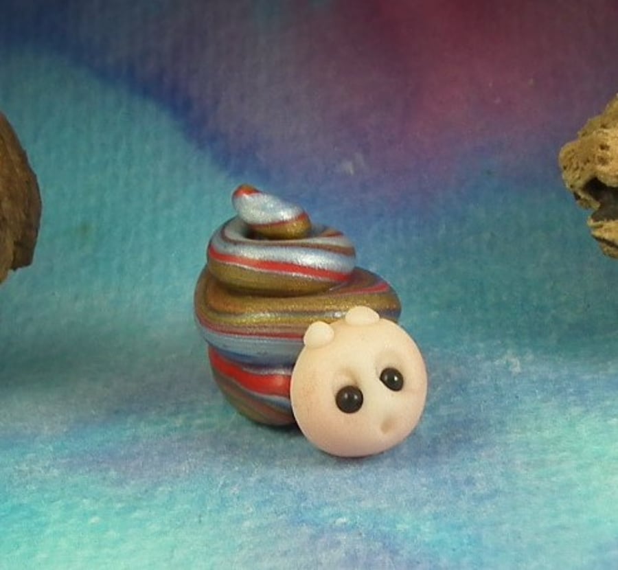 Spring Sale ... Tiny Village Snail OOAK Sculpt by Ann Galvin Gnome Village