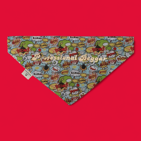 Handmade M dog bandana with funny quote professional beggar