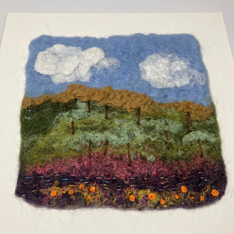 Seconds sunday - Small wet felted landscape picture